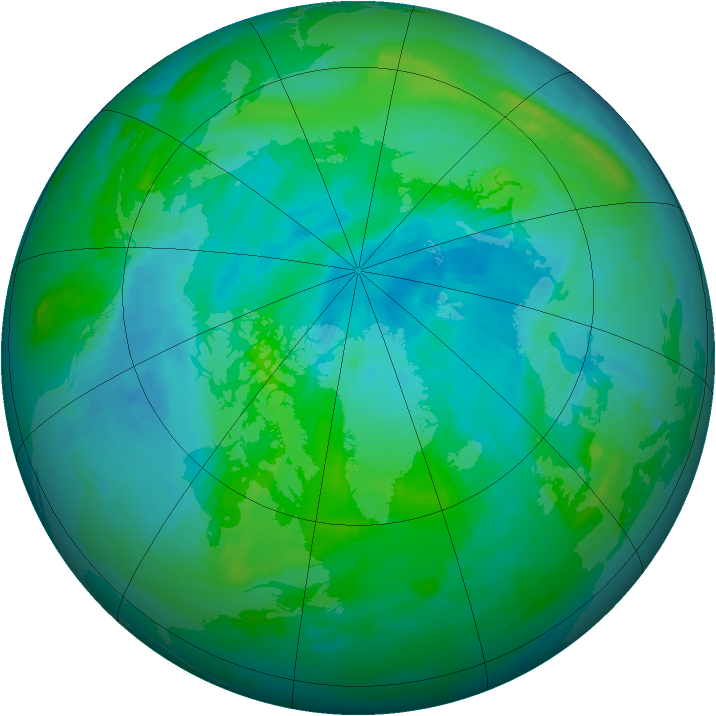 Arctic ozone map for 29 August 1996